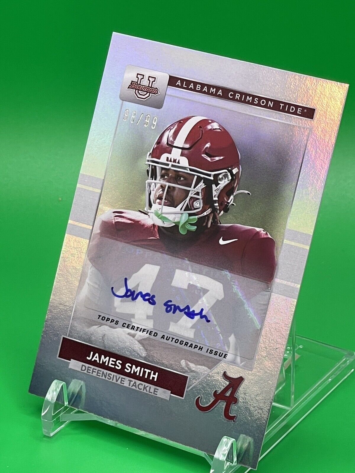 2023 Bowman U Alabama JAMES SMITH Rainbow Foil Auto 88/99