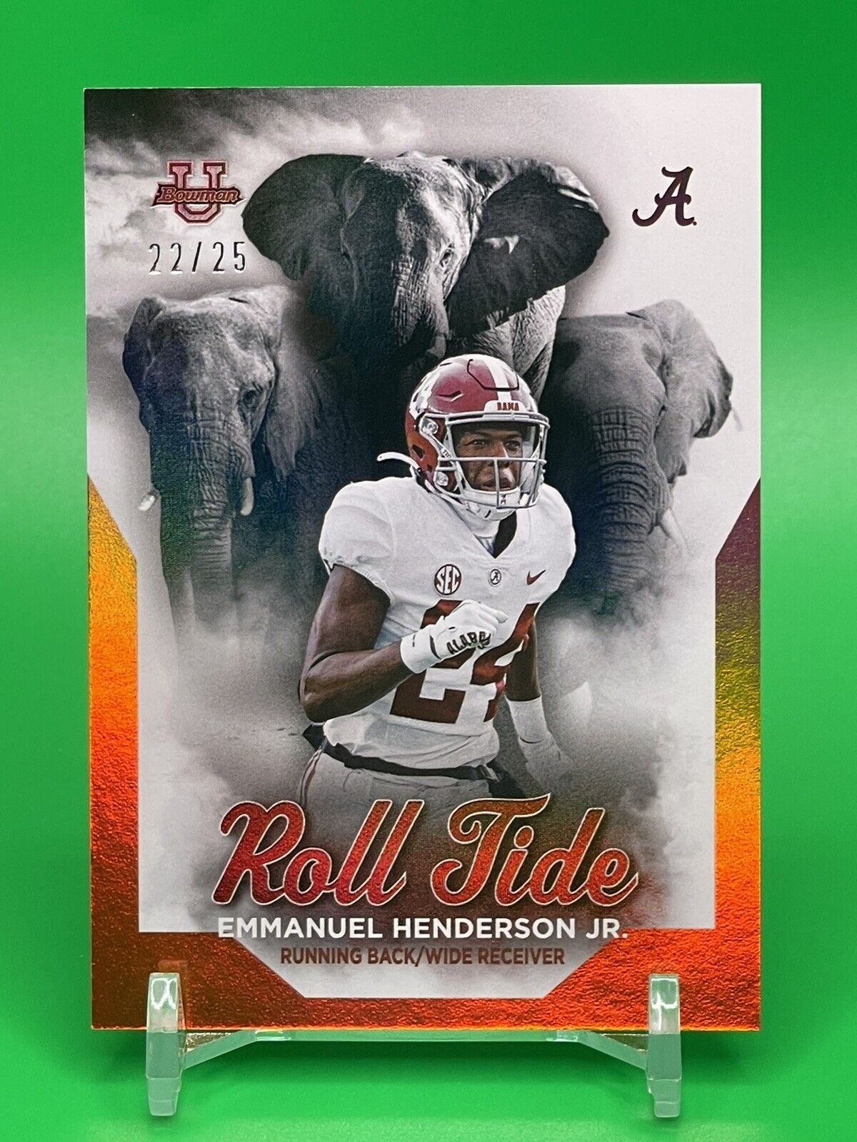 2023 Bowman U Alabama EMMANUEL HENDERSON JR Orange Foil ROLL TIDE Parallel 22/25