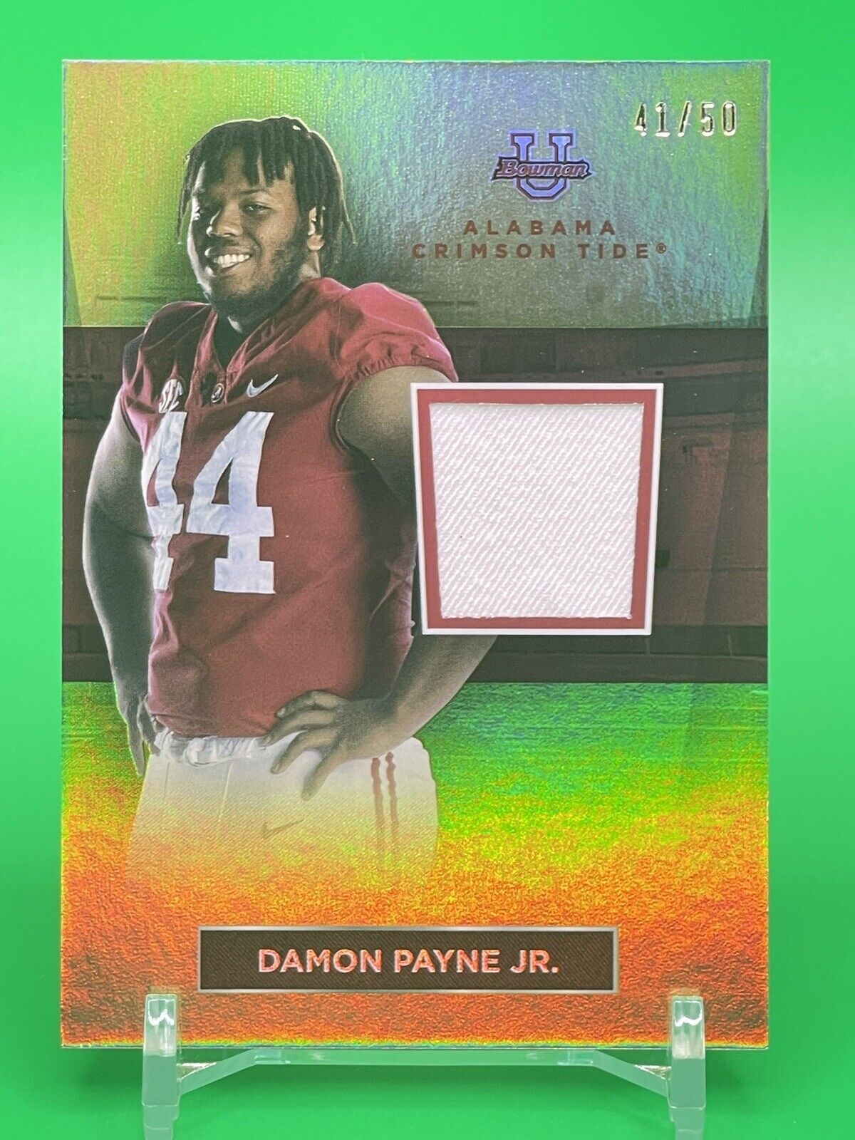 2023 Bowman U Alabama Crimson Tide DAMON PAYNE JR Relic Patch Gold Foil 41/50