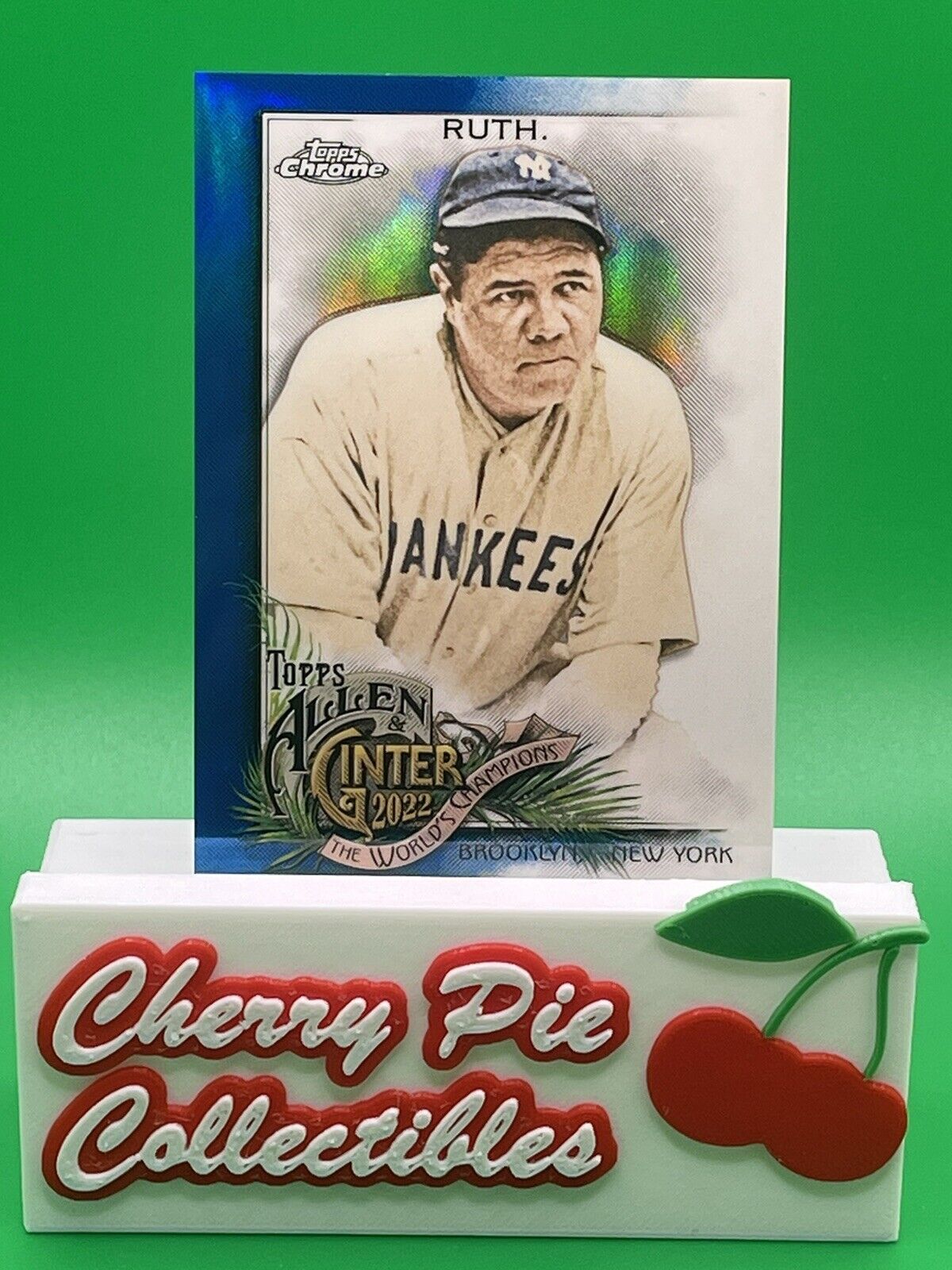 2022 Topps Allen & Ginter Chrome BABE RUTH Yankees #42 Blue Refractor 017/150