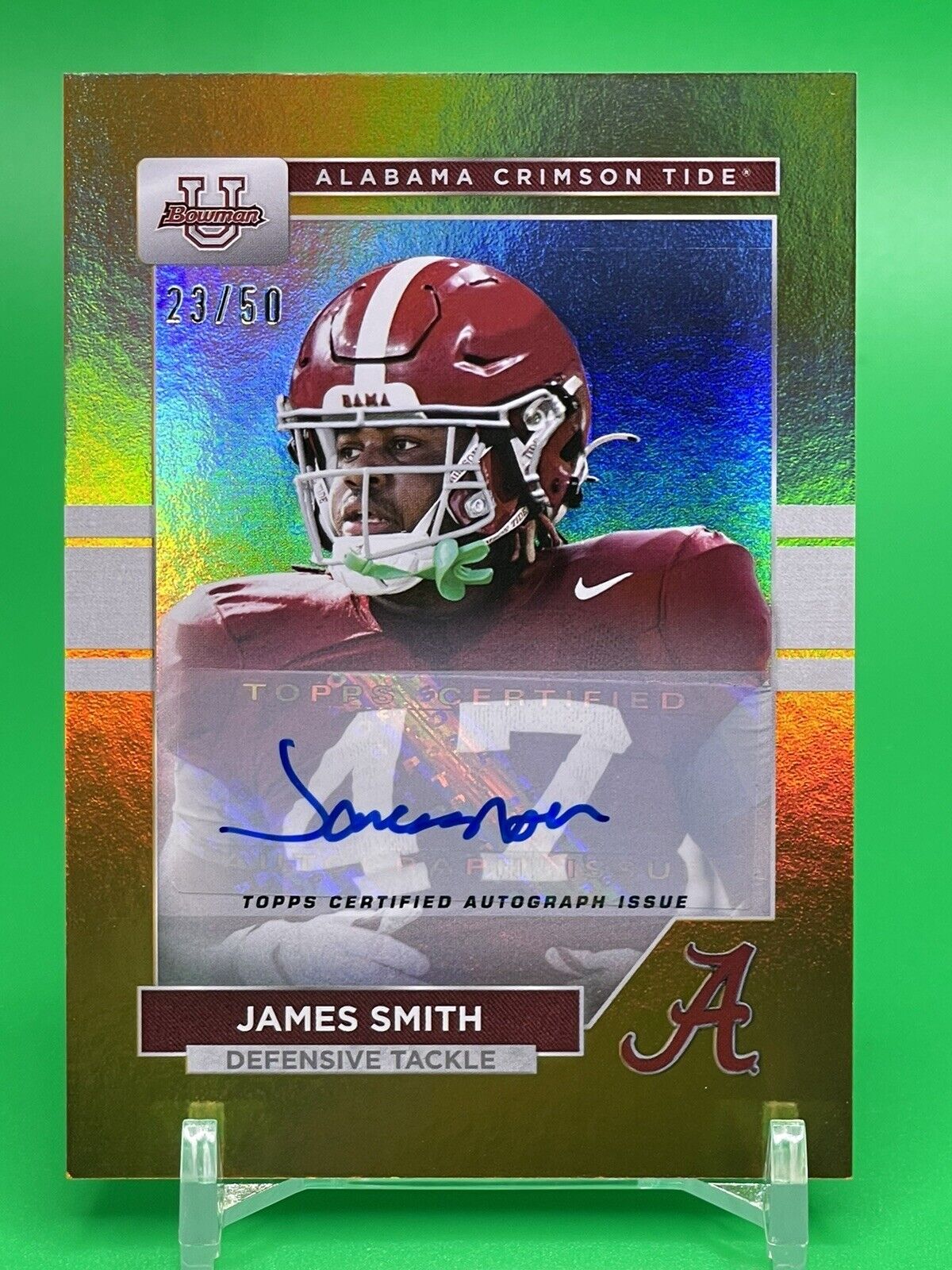 2023 Bowman U Alabama JAMES SMITH Gold Foil Auto 23/50