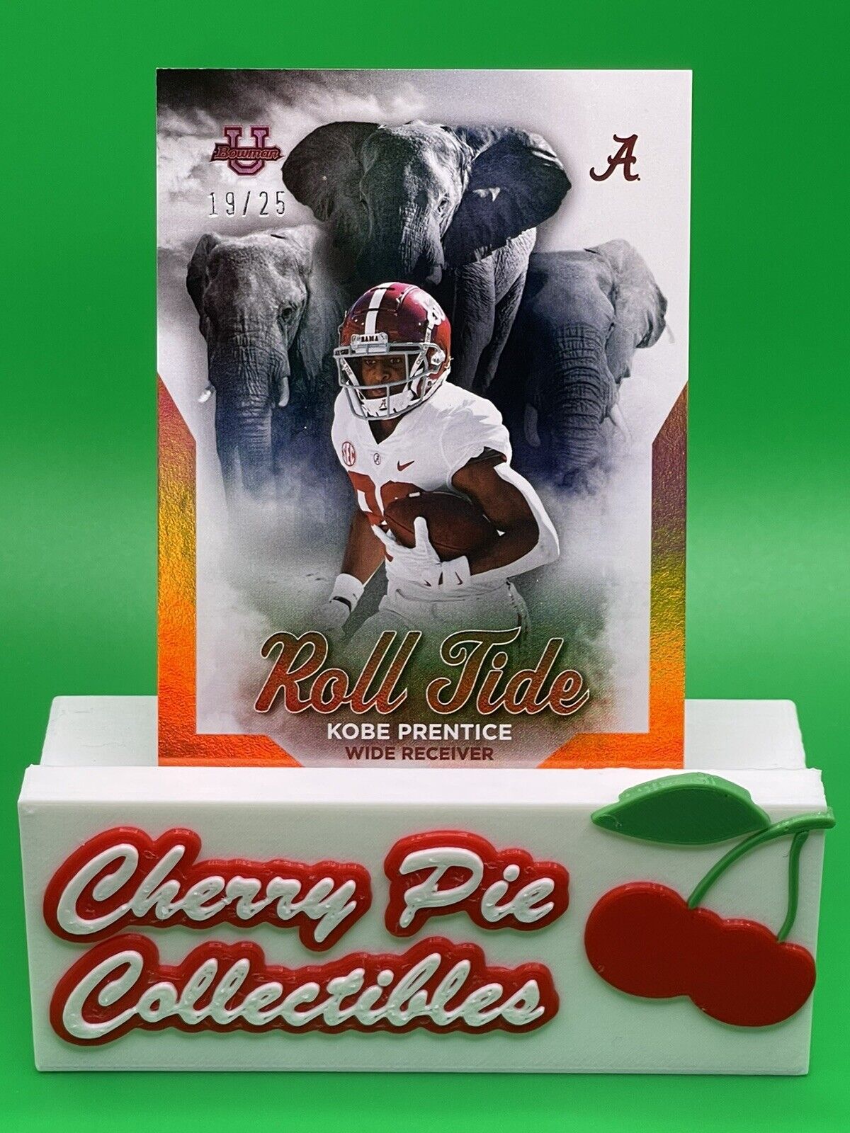 2023 Bowman U Alabama KOBE PRENTICE Orange Foil ROLL TIDE Parallel 19/25