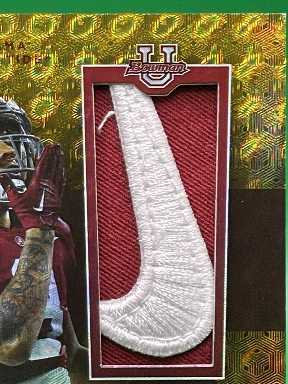 2023 Bowman U Alabama JERMAINE BURTON FOILFRACTOR Relic Nike Swoosh Patch 1/1 !