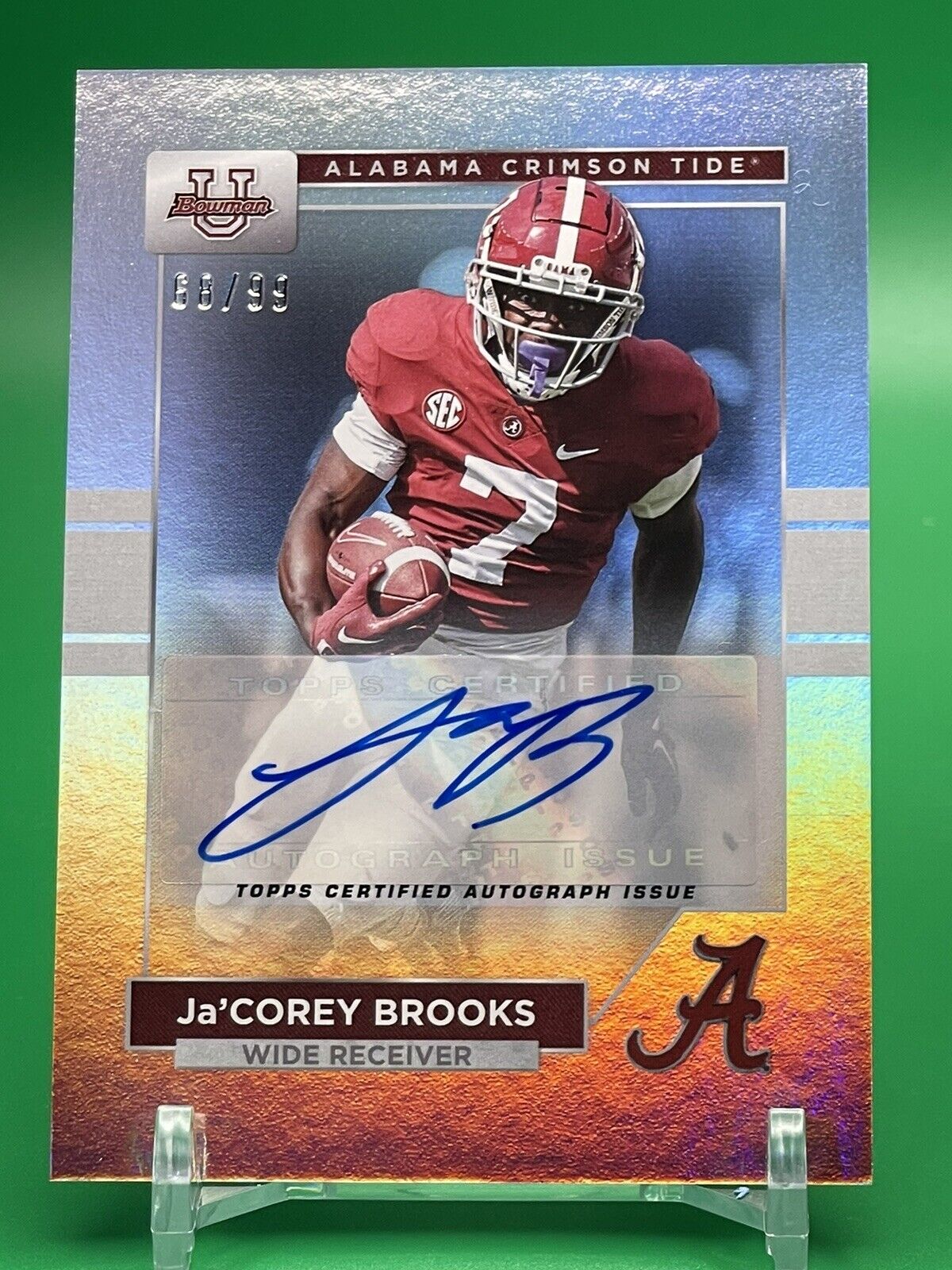 2023 Bowman U Alabama Ja’COREY BROOKS Rainbow Foil Auto 68/99