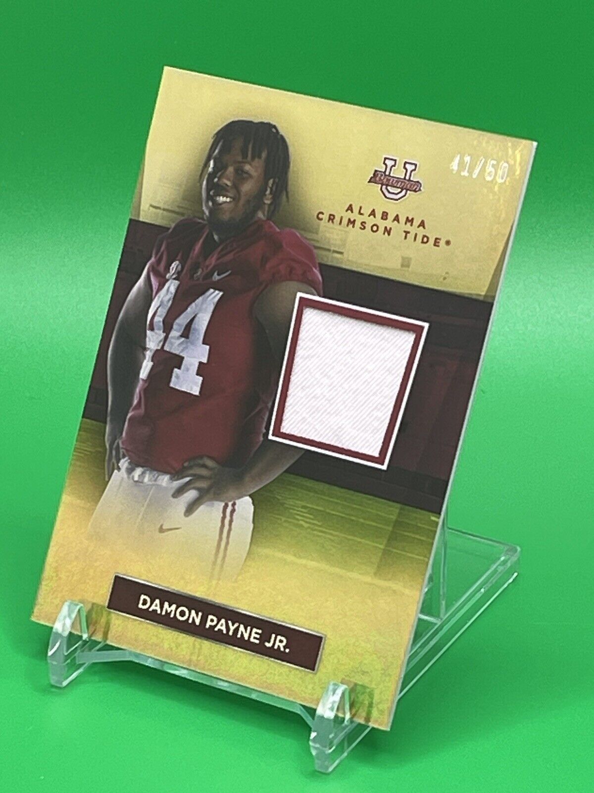 2023 Bowman U Alabama Crimson Tide DAMON PAYNE JR Relic Patch Gold Foil 41/50