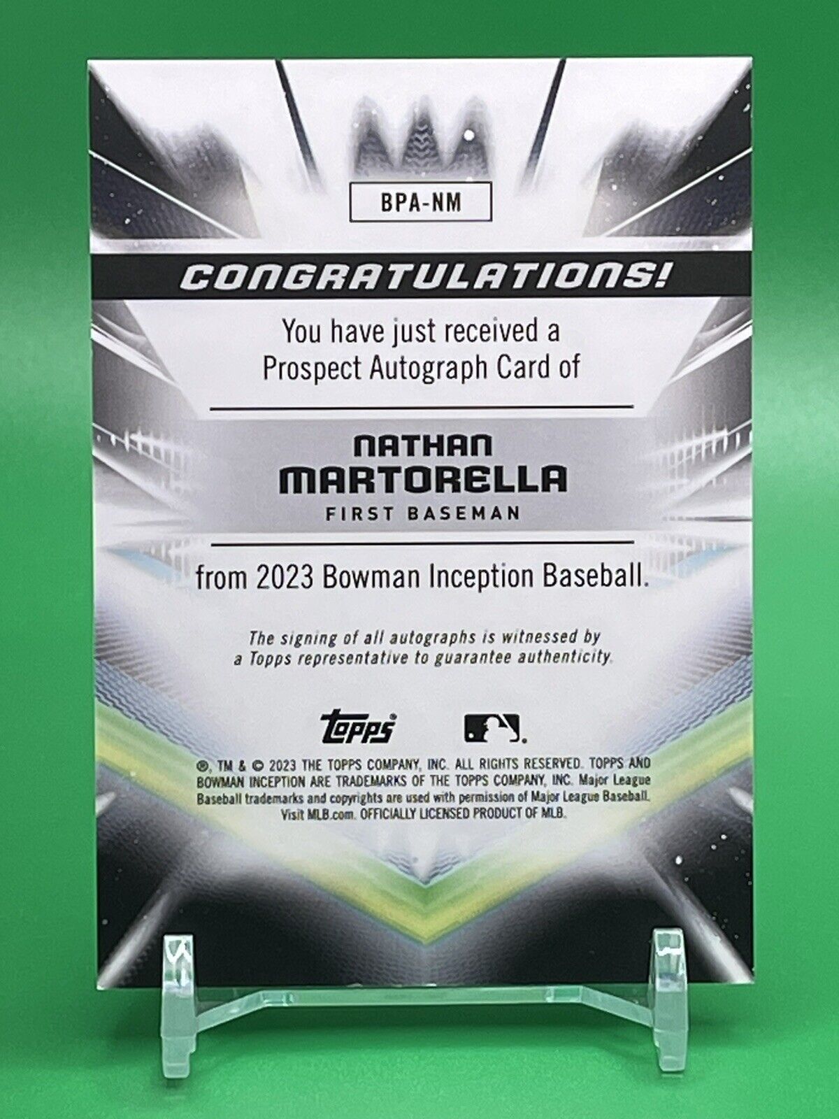 2023 Bowman Inception NATHAN MARTORELLA Prospect On-Card Autograph PADRES /399