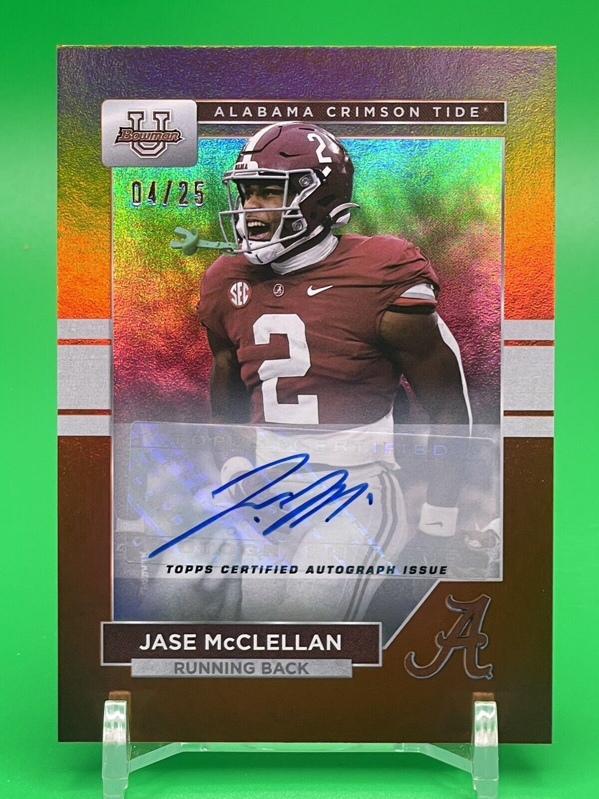 2023 Bowman U Alabama JASE McCLELLAN Orange Foil AUTO 04/25 FALCONS