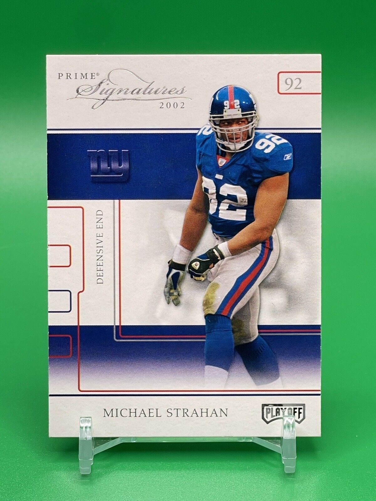 2002 Playoff Prime Signatures MICHAEL STRAHAN #32 SAMPLE HOF