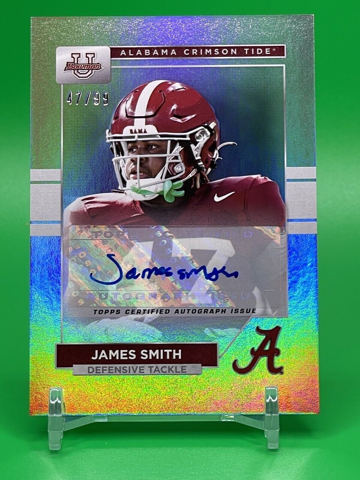 2023 Bowman U Alabama JAMES SMITH Rainbow Foil Auto 47/99