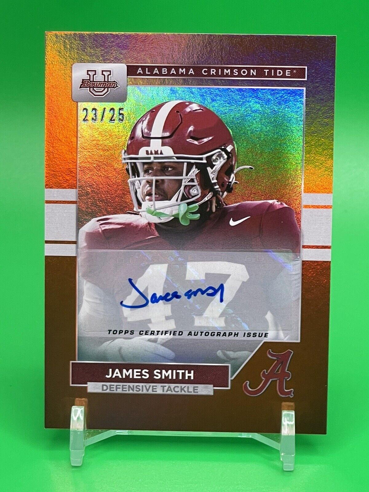 2023 Bowman U Alabama JAMES SMITH Orange Foil Auto 23/25