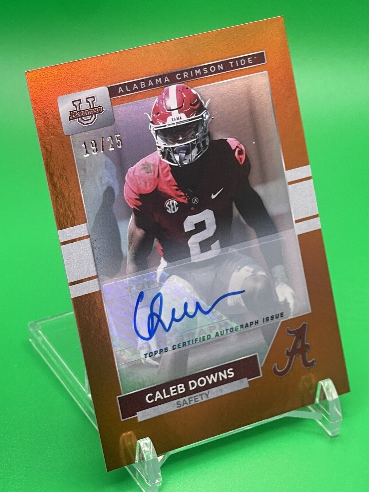 2023 Bowman U Alabama CALEB DOWNS Orange Foil AUTO 19/25 OHIO STATE