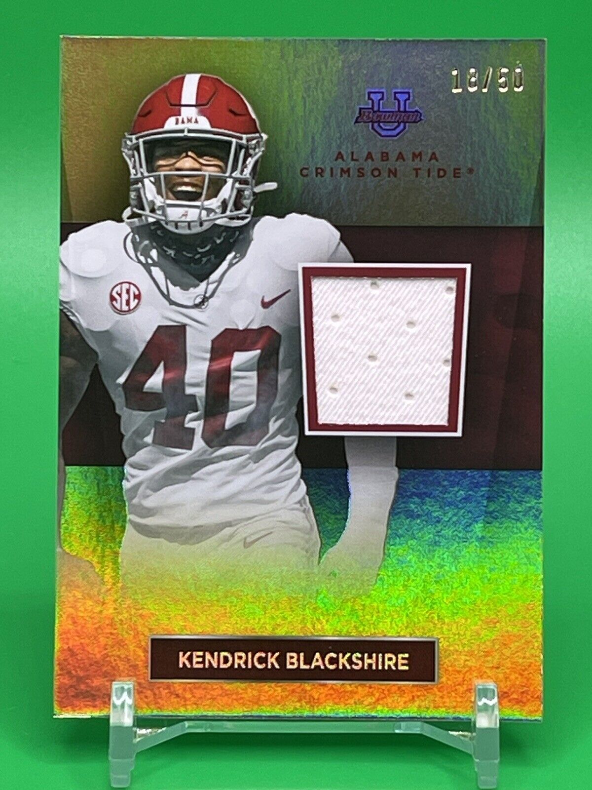 2023 Bowman U Alabama KENDRICK BLACKSHIRE Gold Foil Relic Patch 18/50