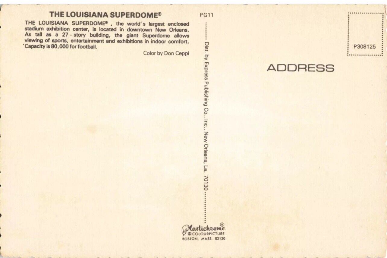 The Louisiana Superdome New Orleans, Louisiana Continental Chrome c1975 Postcard