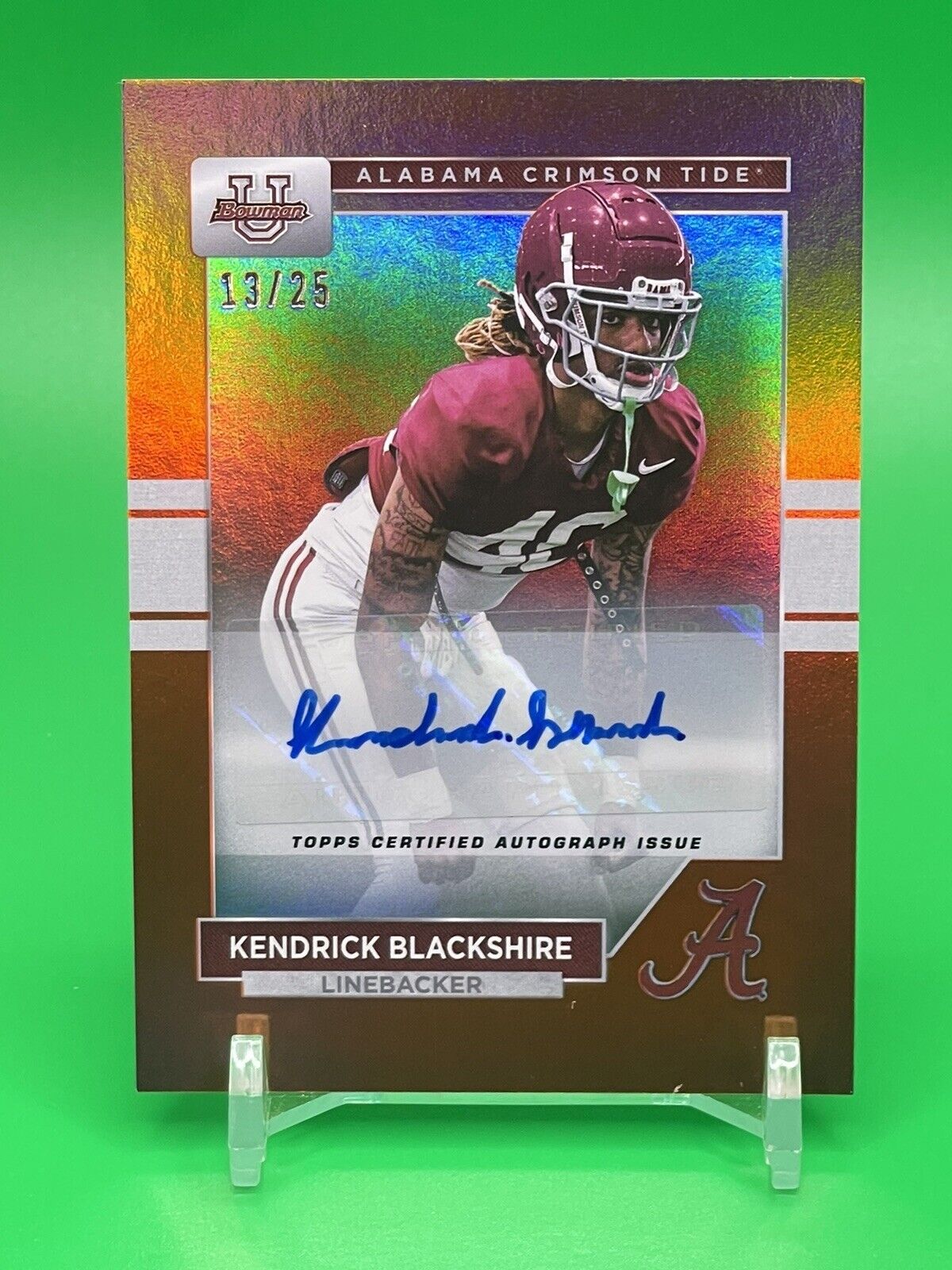 2023 Bowman U Alabama KENDRICK BLACKSHIRE Orange Foil Auto 13/25