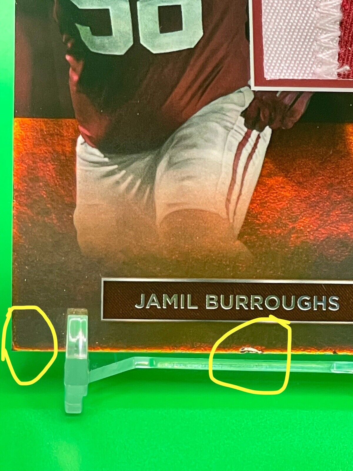 2023 Bowman U Alabama JAMIL BURROUGHS Relic Orange Foil Patch 05/25