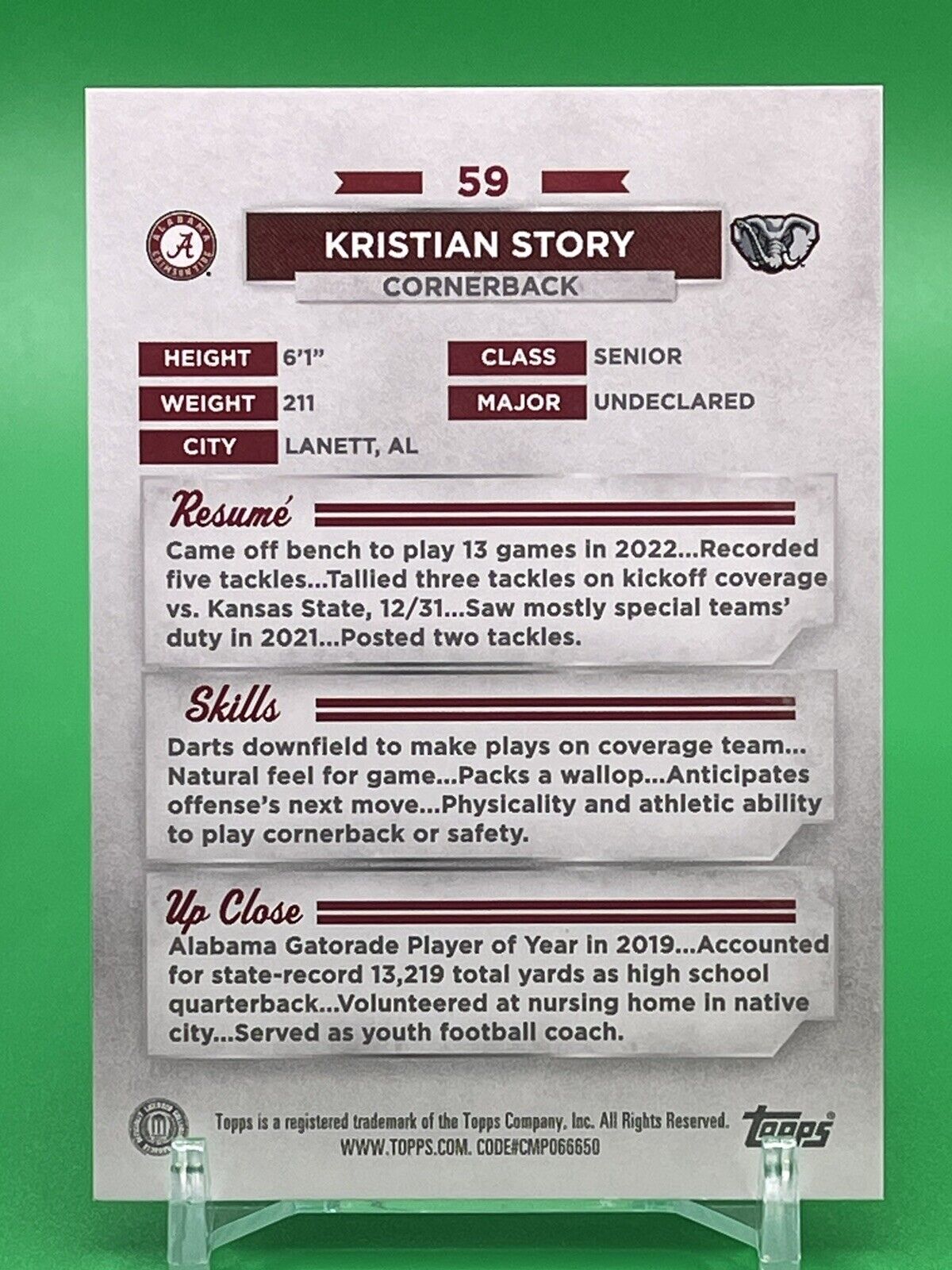 2023 Bowman U Alabama Kristian Story FOILFRACTOR 1/1 Kentucky Wildcats ~READ~