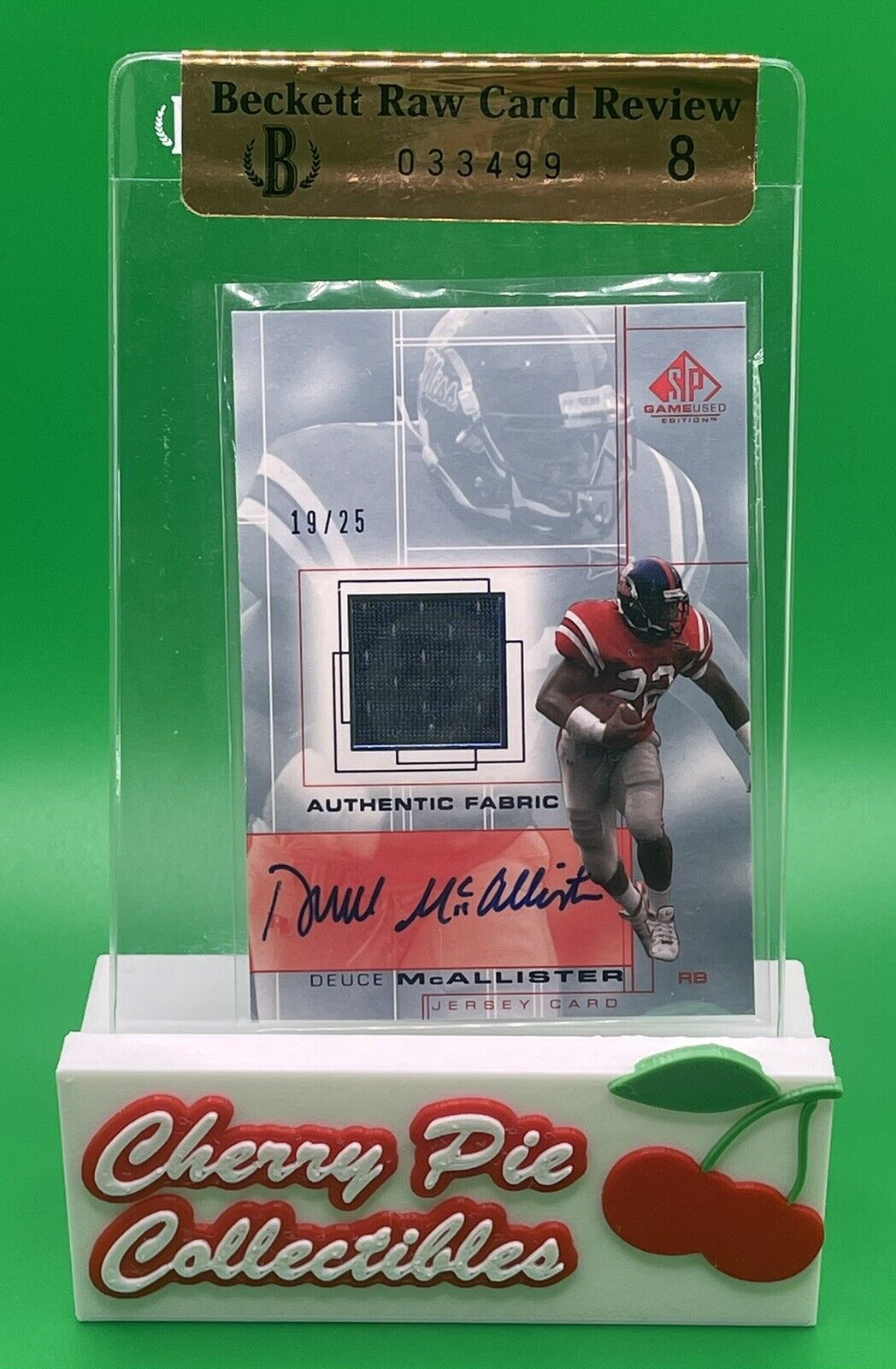 2001 SP Game Used DEUCE MCALLISTER Auto Jersey Beckett Raw Card Review 8 - 19/25