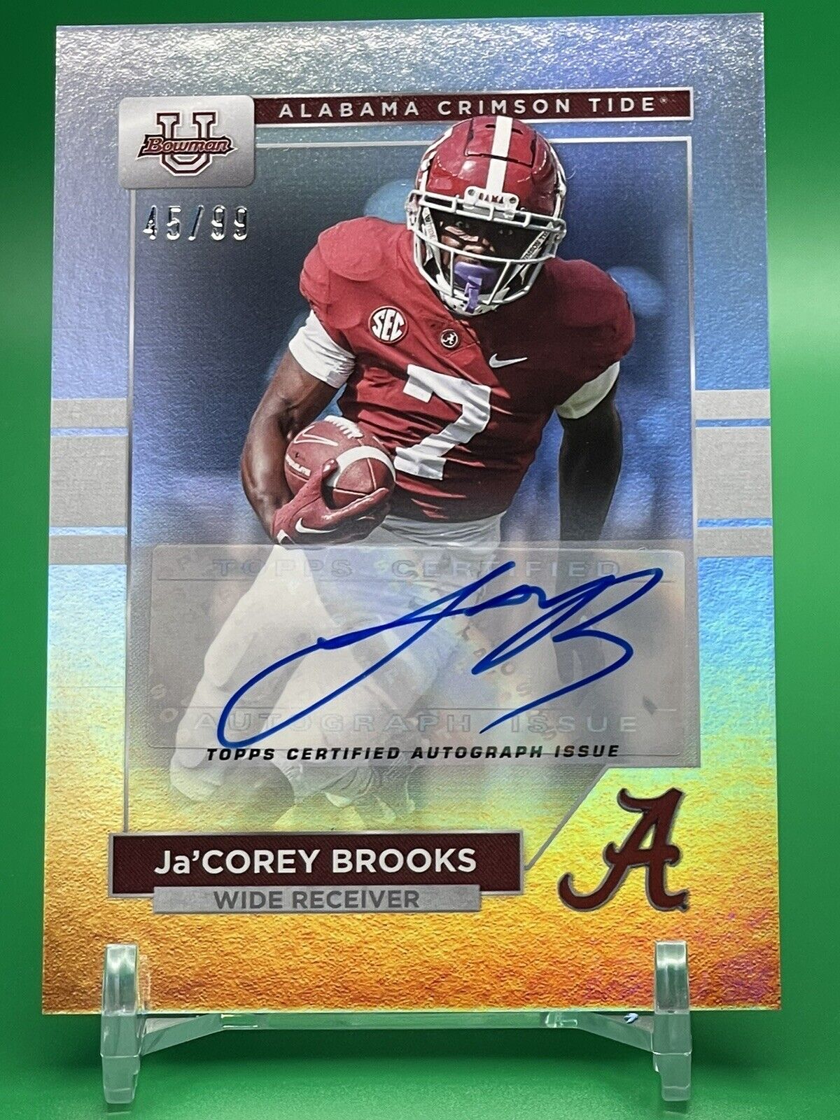 2023 Bowman U Alabama Ja’COREY BROOKS Rainbow Foil Auto 45/99