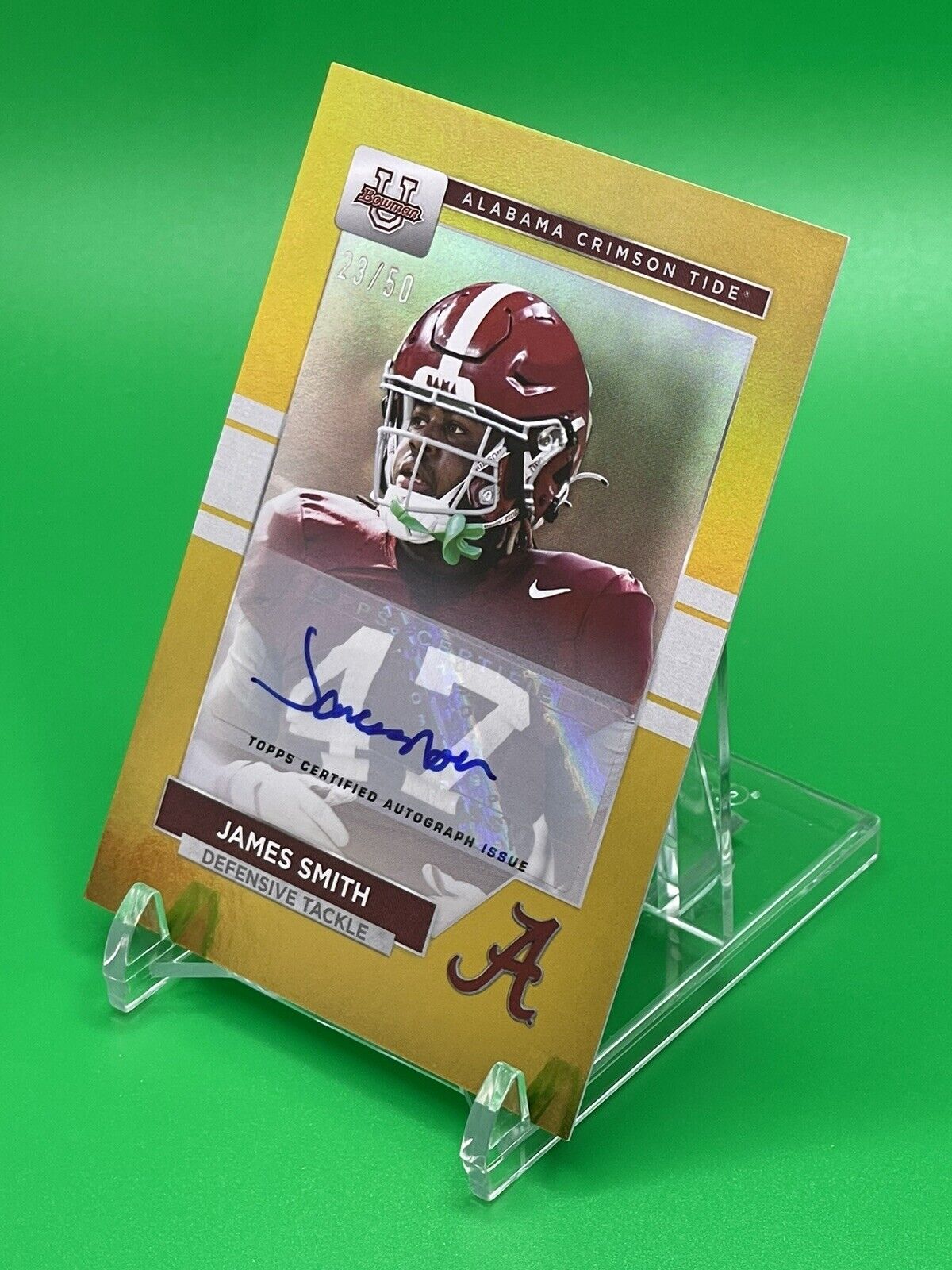 2023 Bowman U Alabama JAMES SMITH Gold Foil Auto 23/50