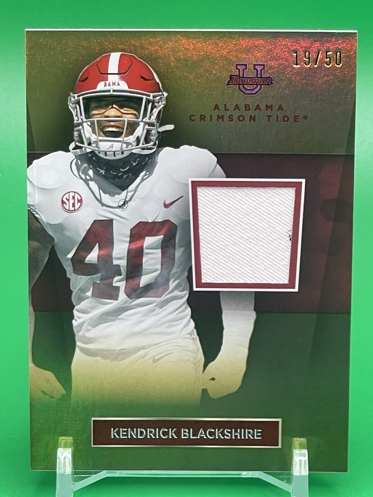 2023 Bowman U Alabama KENDRICK BLACKSHIRE Gold Foil Relic Patch 19/50