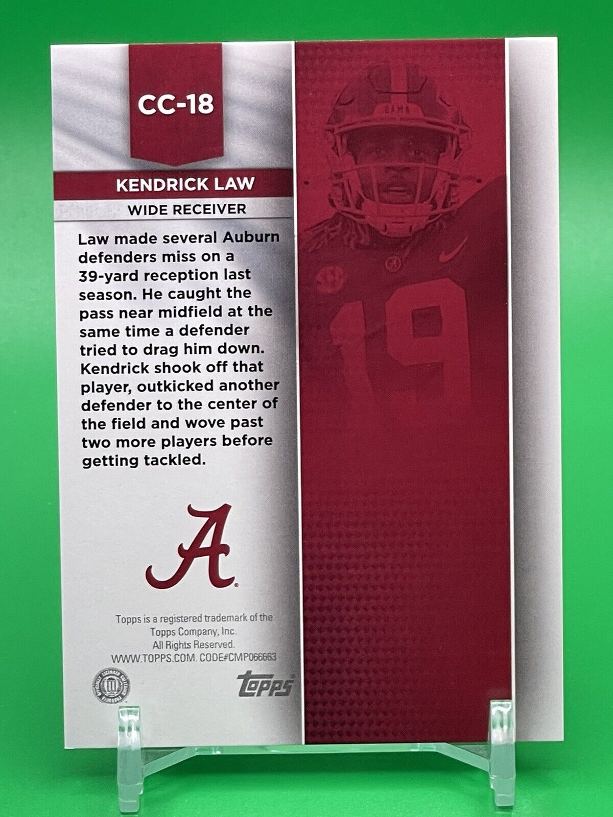 2023 Bowman U Alabama CRIMSON CATALYSTS KENDRICK LAW Orange Foil 13/25