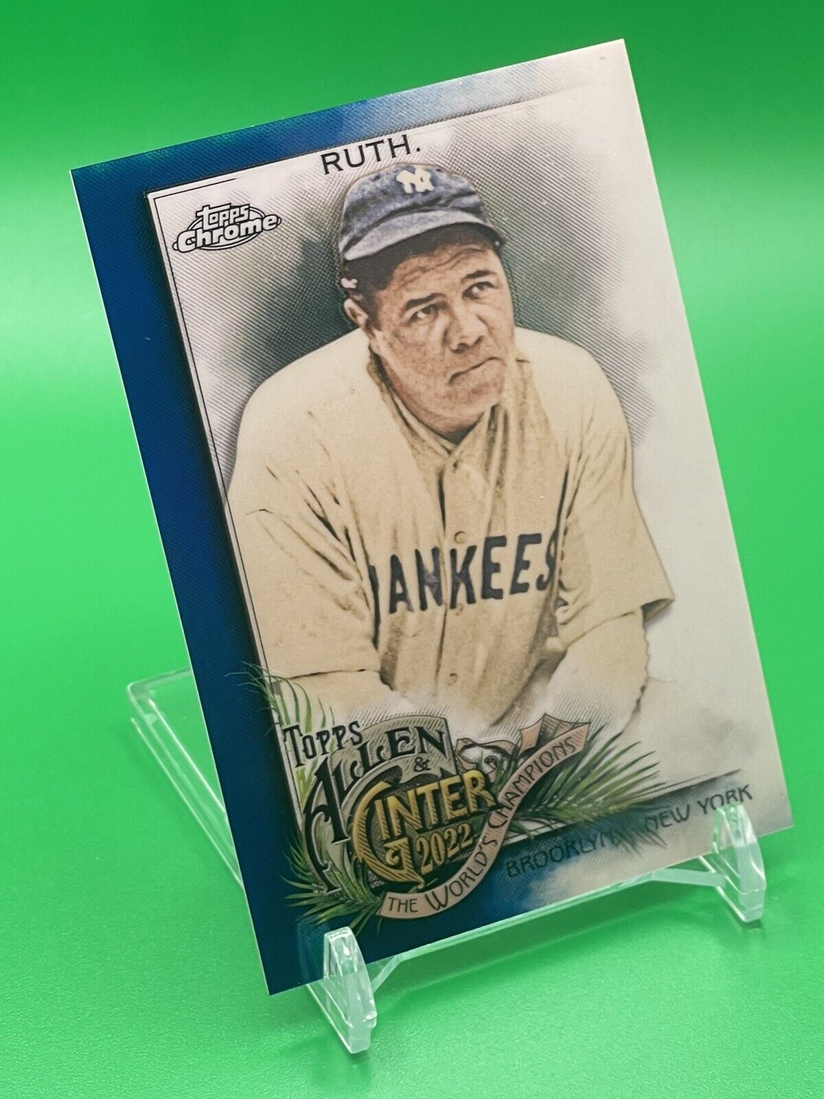 2022 Topps Allen & Ginter Chrome BABE RUTH Yankees #42 Blue Refractor 017/150