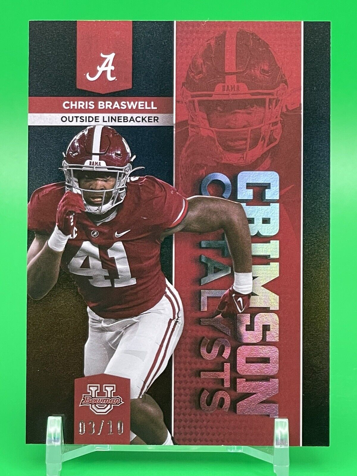 2023 Bowman U Alabama CHRIS BRASWELL CRIMSON CATALYSTS Black 3/10 BUCCANEERS