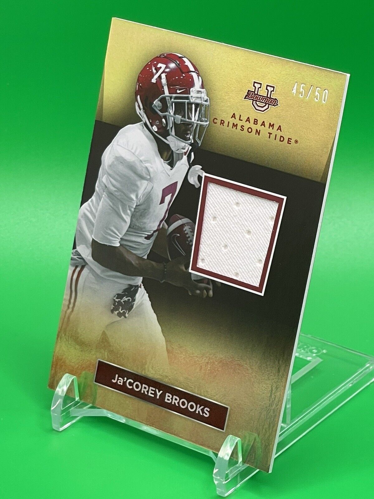 2023 Bowman U Alabama Ja’COREY BROOKS Gold Foil Relic Patch 45/50