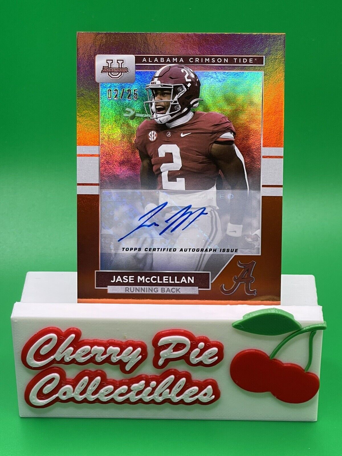 2023 Bowman U Alabama JASE McCLELLAN Orange Foil AUTO 02/25 FALCONS