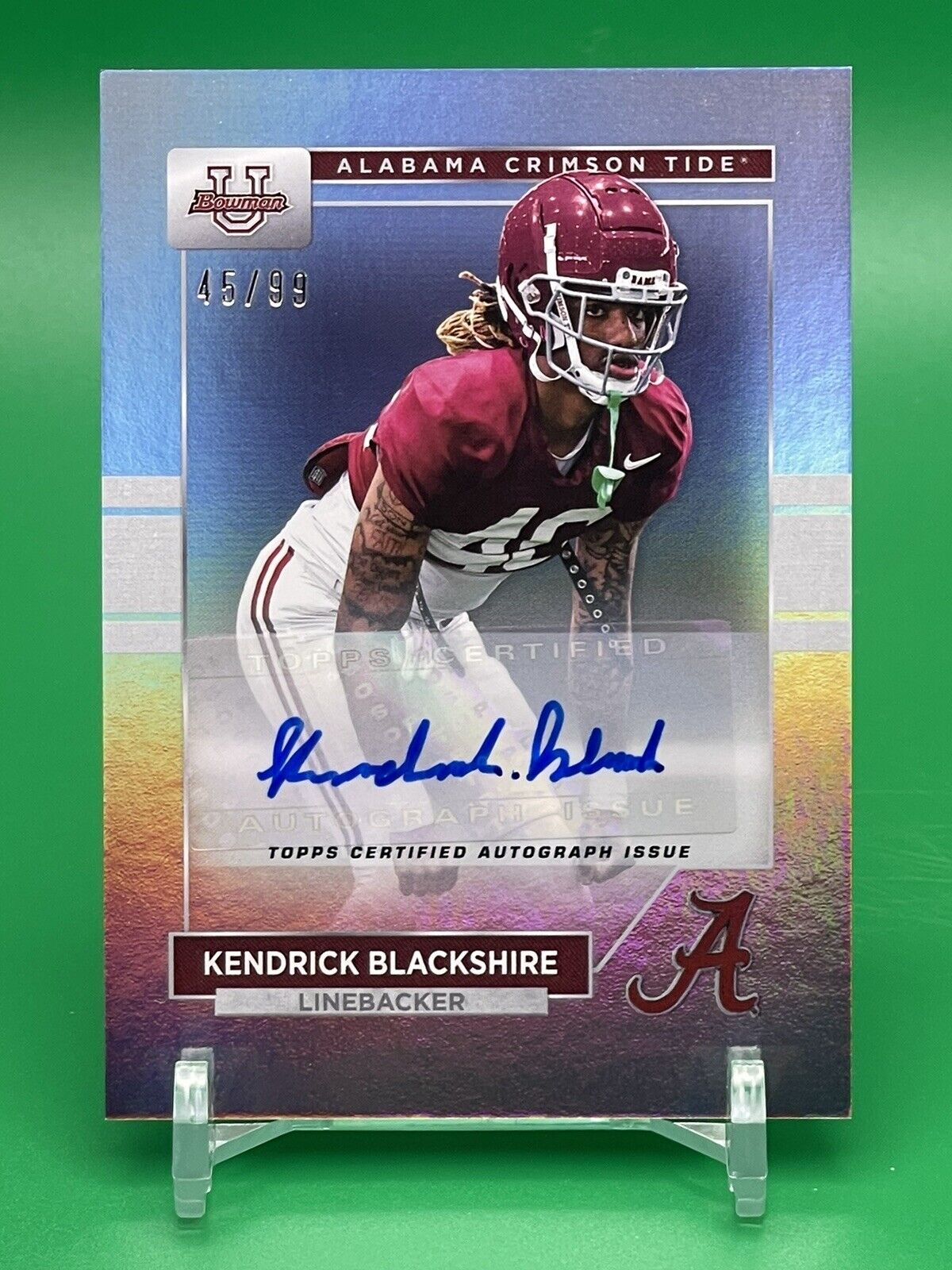 2023 Bowman U Alabama KENDRICK BLACKSHIRE Rainbow Foil Auto 45/99