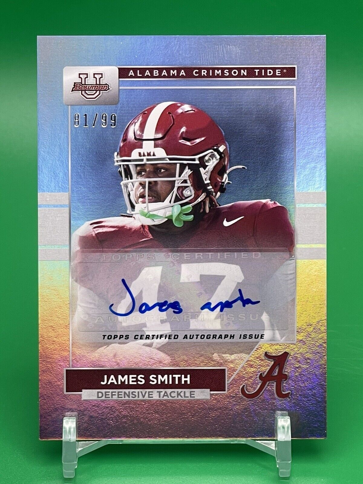 2023 Bowman U Alabama JAMES SMITH Rainbow Foil Auto 81/99