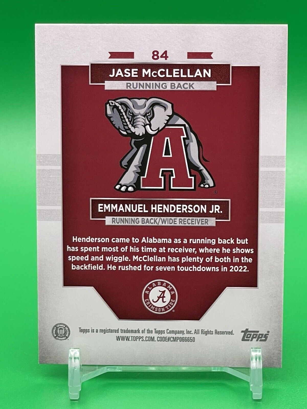 2023 Bowman U Alabama JASE McCLELLAN / EMMANUEL HENDERSON JR. Gold Foil 23/50