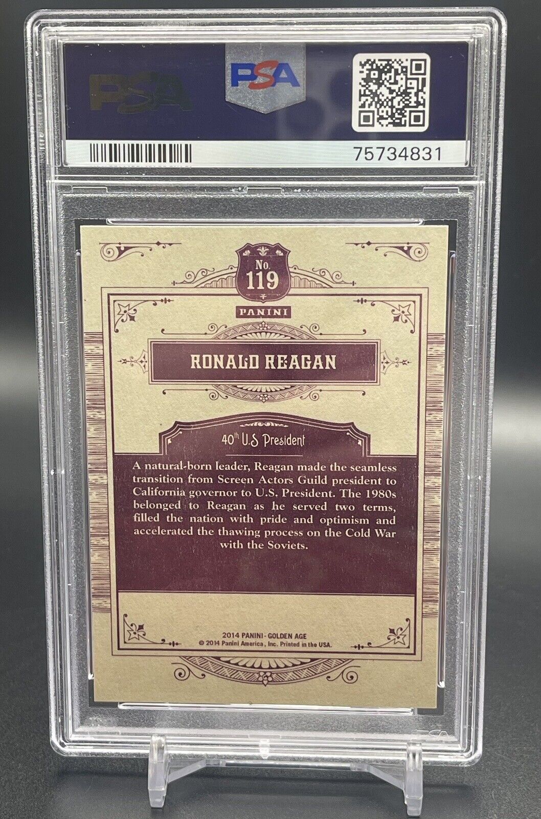 🇺🇸 2014 Panini Golden Age Ronald Reagan #119 PSA 10 GEM MT Population Only 6!