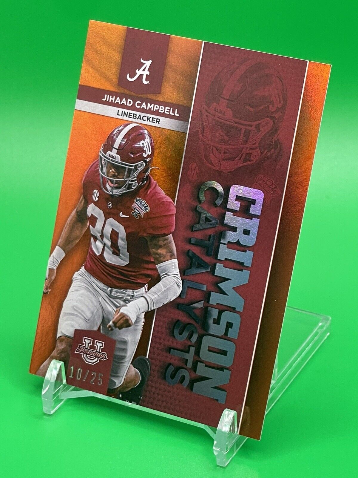 2023 Bowman U Alabama CRIMSON CATALYSTS JIHAAD CAMPBELL Orange Foil 10/25