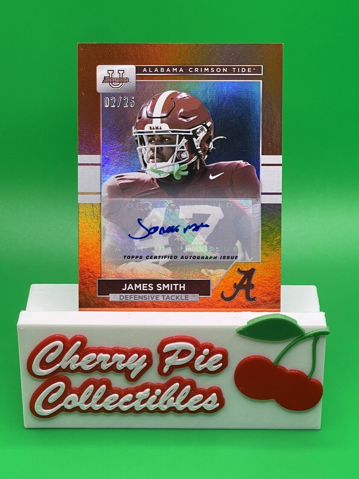 2023 Bowman U Alabama JAMES SMITH Orange Foil Auto 02/25