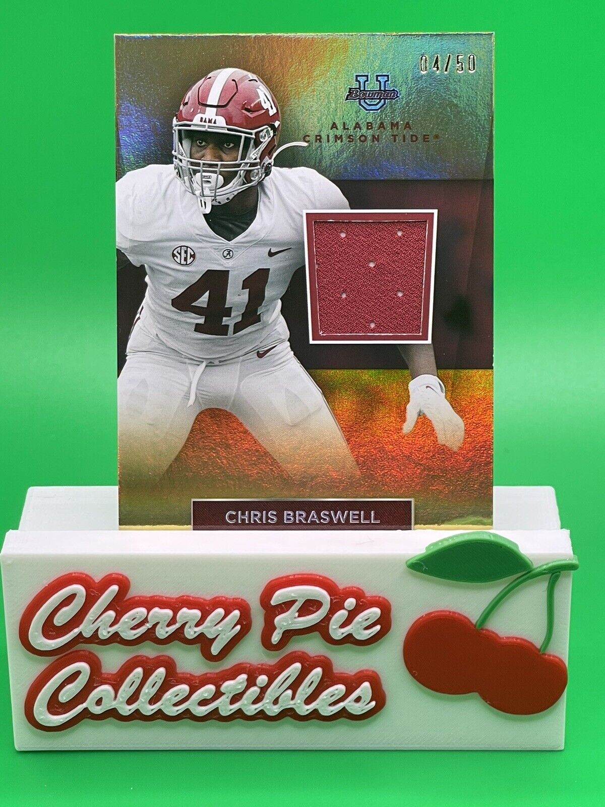 2023 Bowman U Alabama Crimson Tide CHRIS BRASWELL Relic Patch 04/50 BUCCANEERS