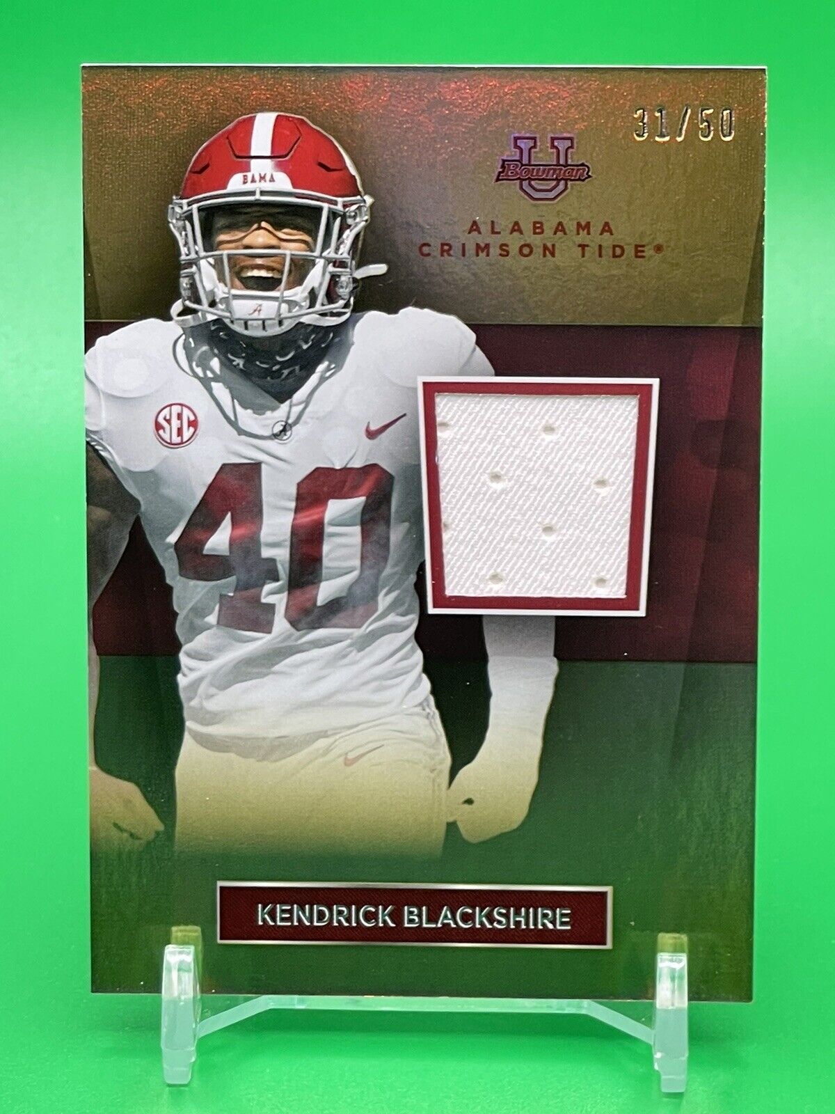 2023 Bowman U Alabama KENDRICK BLACKSHIRE Gold Foil Relic Patch 31/50