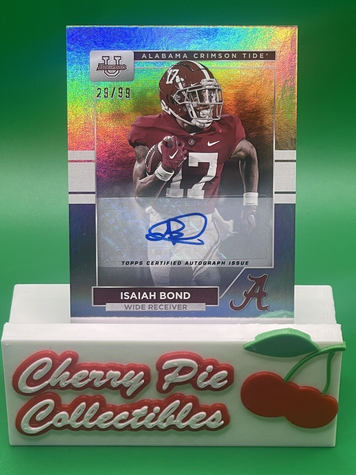 2023 Bowman U Alabama ISAIAH BOND Rainbow Foil AUTO 29/99 LONGHORNS