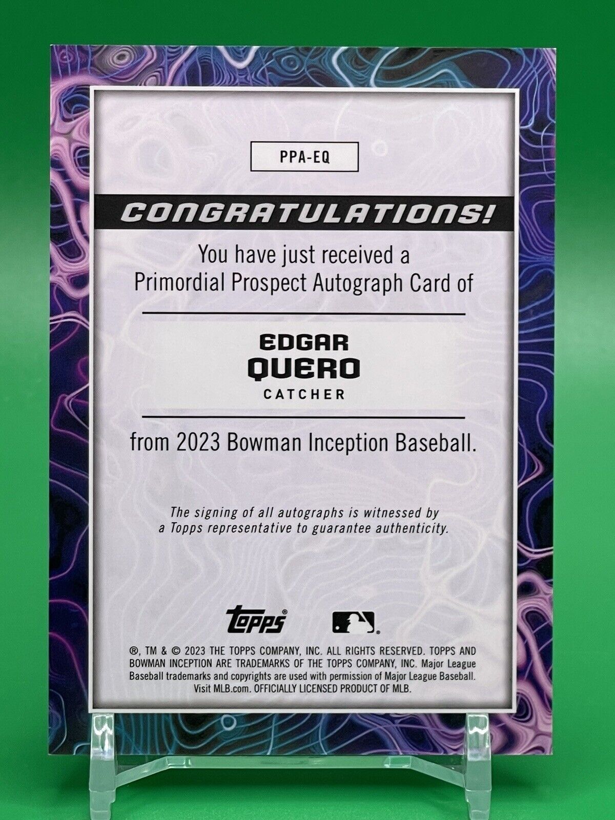 2023 Bowman Inception EDGAR QUERO Primordial Prospect Autograph White Sox /75