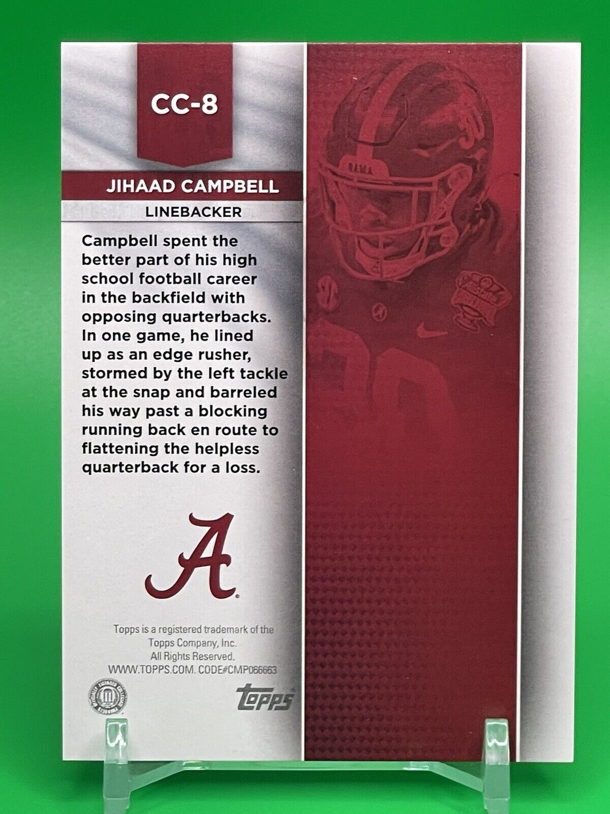 2023 Bowman U Alabama CRIMSON CATALYSTS JIHAAD CAMPBELL Orange Foil 10/25