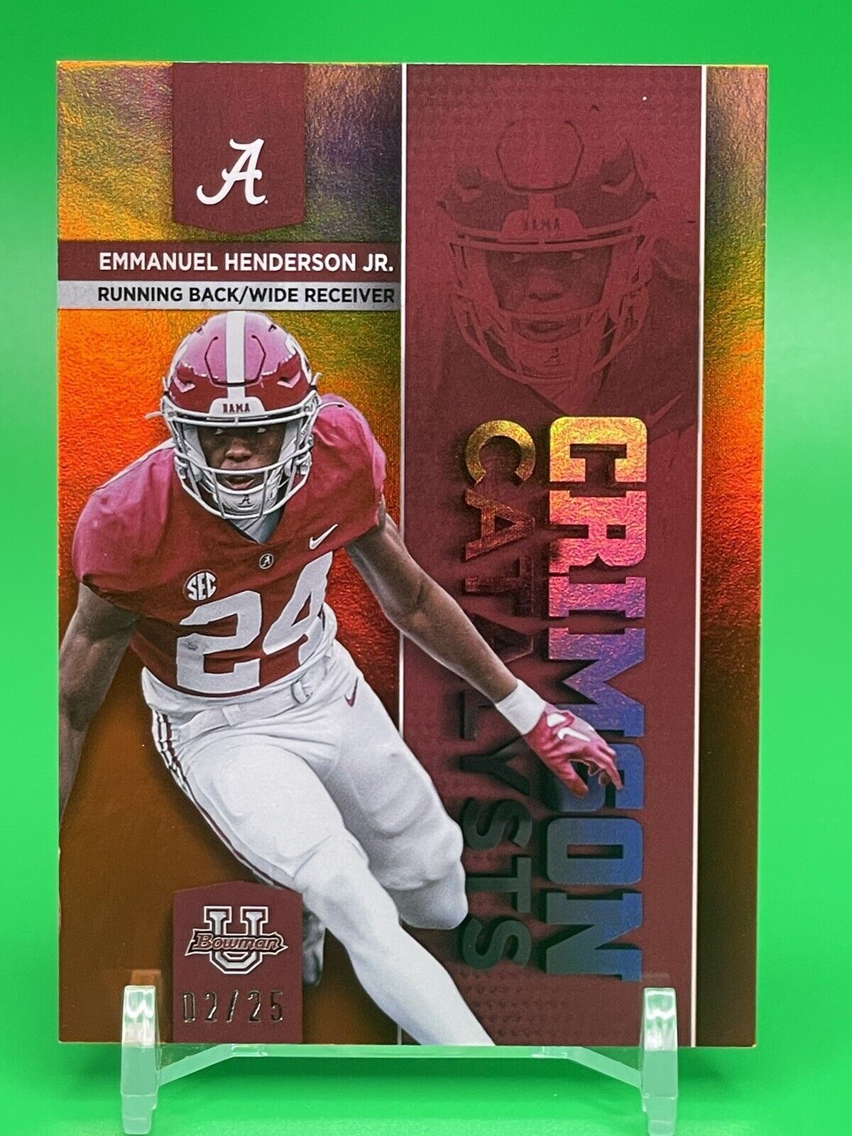 2023 Bowman U Alabama EMMANUEL HENDERSON JR. CRIMSON CATALYSTS Orange Foil 02/25