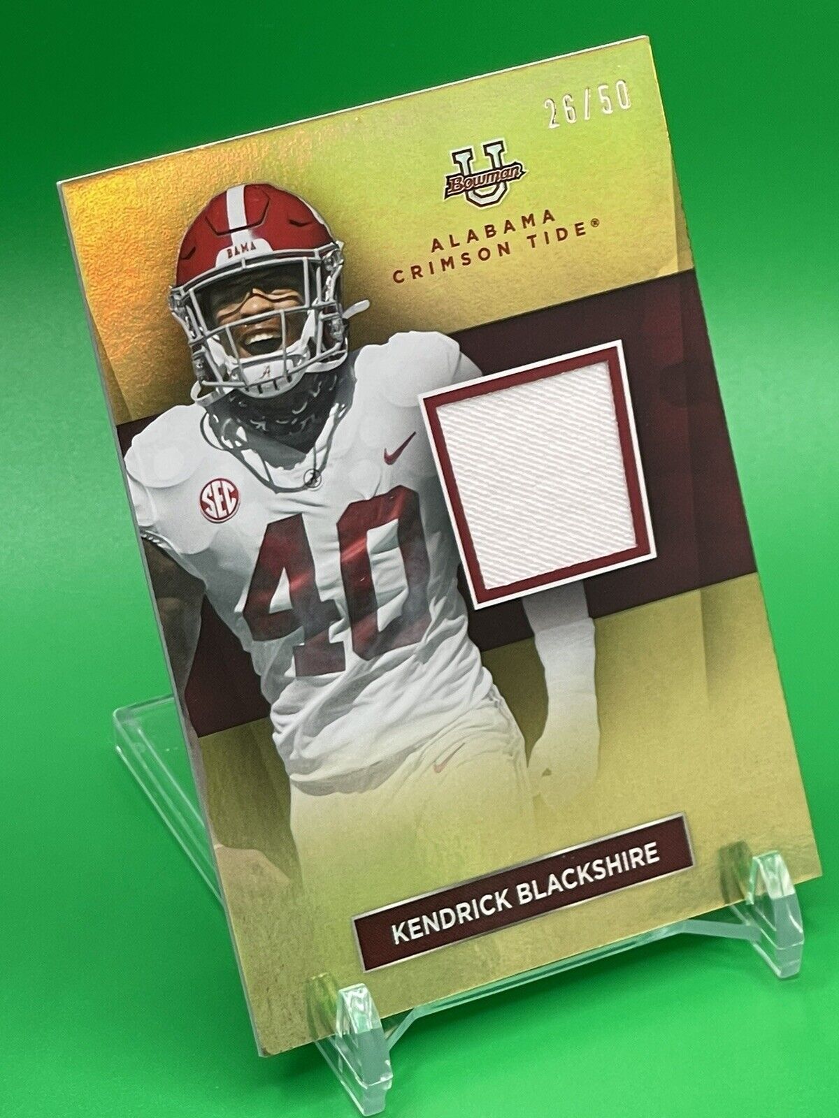 2023 Bowman U Alabama KENDRICK BLACKSHIRE Gold Foil Relic Patch 26/50