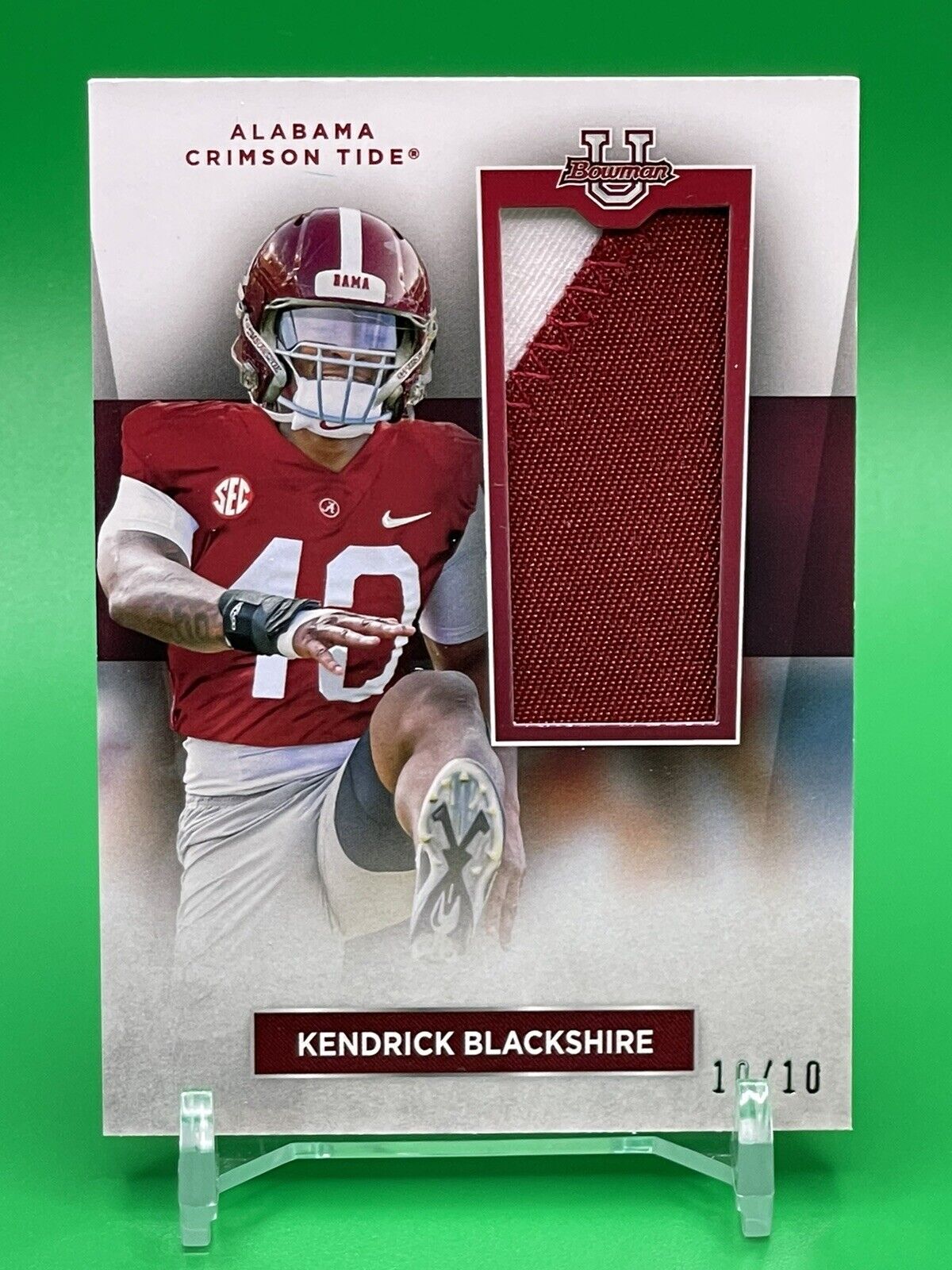 2023 Bowman U Alabama KENDRICK BLACKSHIRE Relic Jumbo Patch 10/10