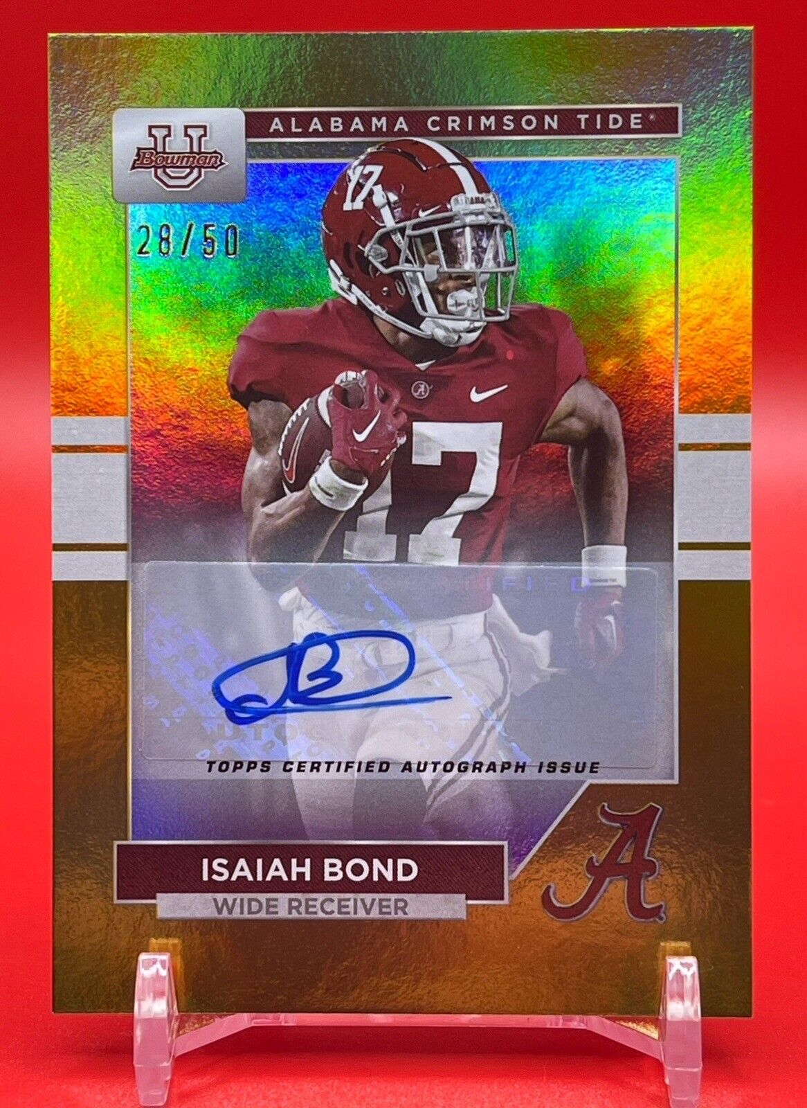 2023 Bowman U Alabama ISAIAH BOND Gold Foil AUTO 28/50 LONGHORNS