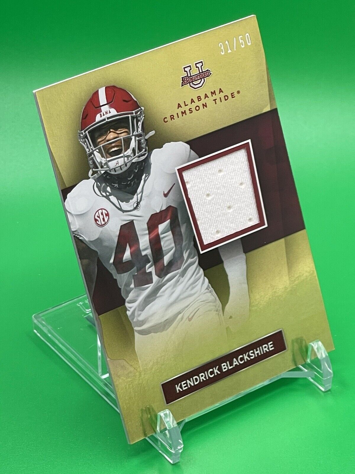 2023 Bowman U Alabama KENDRICK BLACKSHIRE Gold Foil Relic Patch 31/50