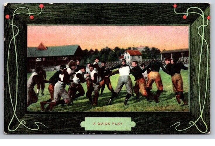 "A Quick Play" Early Football Game Action 1910 Postcard