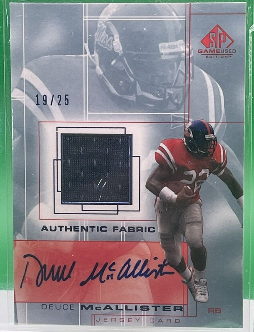 2001 SP Game Used DEUCE MCALLISTER Auto Jersey Beckett Raw Card Review 8 - 19/25