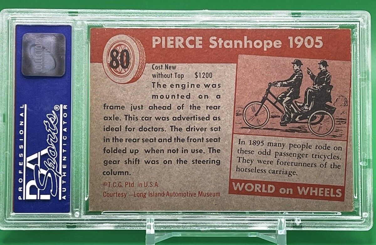 1954 Topps World On Wheels PIERCE 1905 STANHOPE #80 PSA NM 7