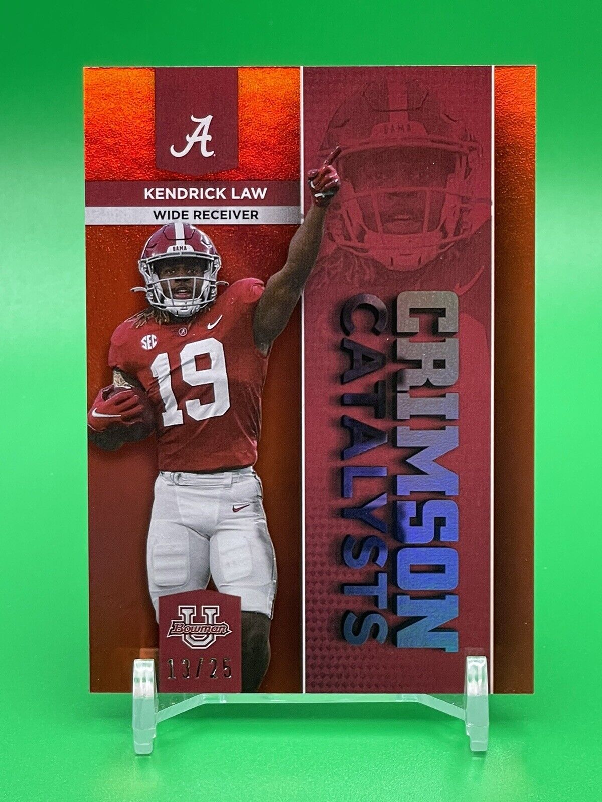 2023 Bowman U Alabama CRIMSON CATALYSTS KENDRICK LAW Orange Foil 13/25