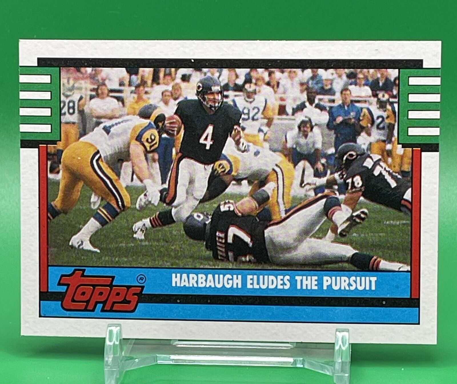 1990 Topps Jim Harbaugh 501 Chicago Bears Wolverines Harbaugh Eludes The Pursuit